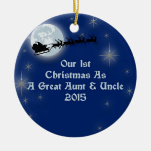 2015 Our 1st Christmas As A Great Aunt and Uncle Ceramic Ornament