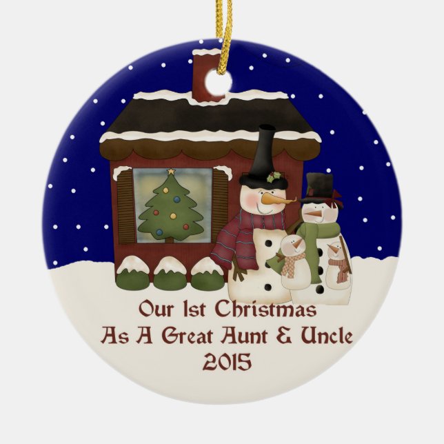 2015 Our 1st Christmas As A Great Aunt & Uncle Ceramic Ornament (Front)