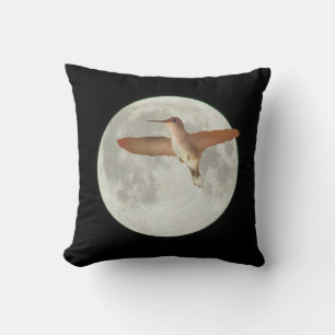 2015 Super Moon with Humming bird Throw Pillow