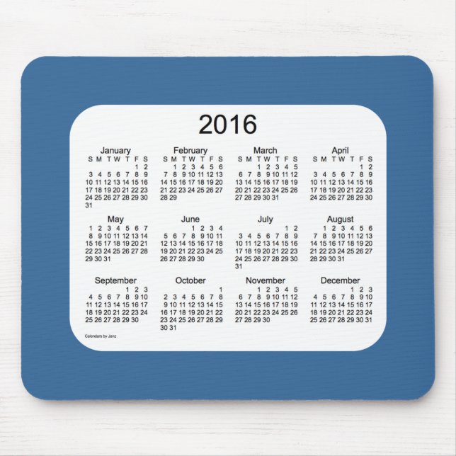 2016 Blue Calendar by Janz Mousepad (Front)
