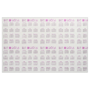2016 Calendar Tea Towel Fabric Font Type