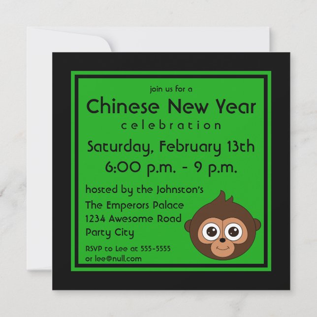 2016 Chinese New Year Monkey Invitation (Back)