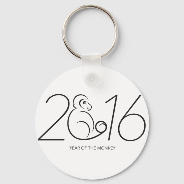 2016 Chinese Zodiac Monkey Line Art Drawing Keychain (Front)