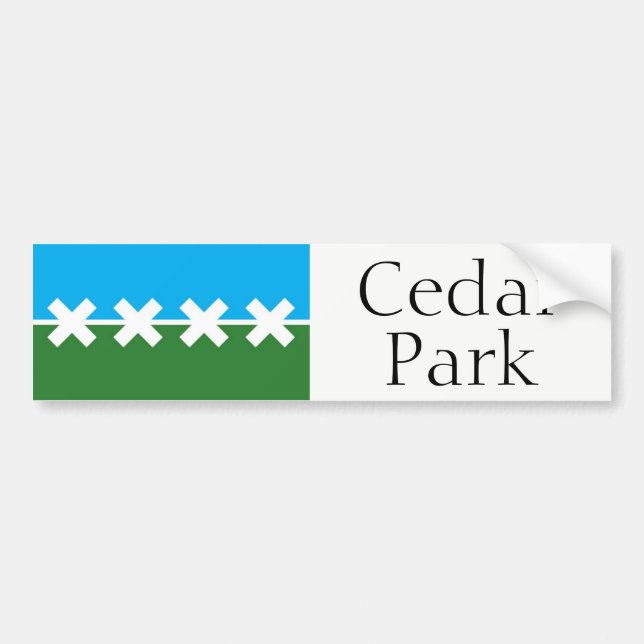 2016 city flag of Cedar Park, Texas bumper sticker (Front)