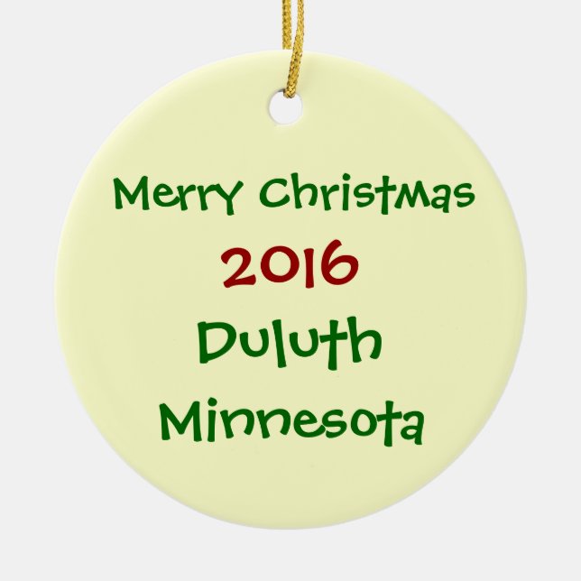 2016 CUSTOMIZABLE DULUTH MERRY CHRISTMAS ORNAMENT (Front)
