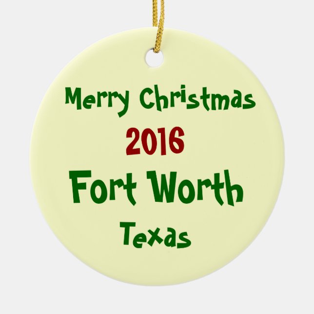 2016 Fort Worth Texas MERRY CHRISTMAS ORNAMENT (Front)