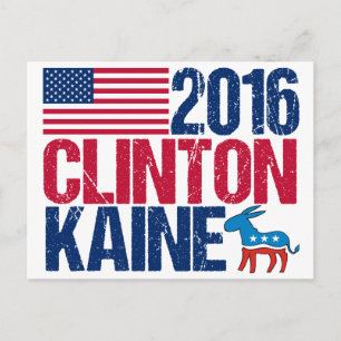 2016 Hillary Clinton Tim Kaine Postcard