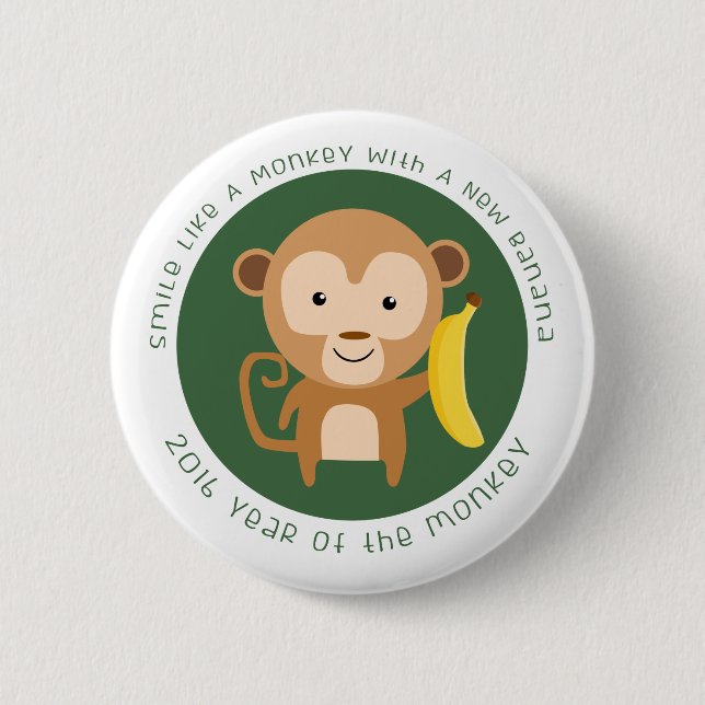 2016 Monkey Year 2 Inch Round Button (Front)