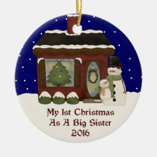 2016 My 1st Christmas As A Big Sister Ceramic Ornament