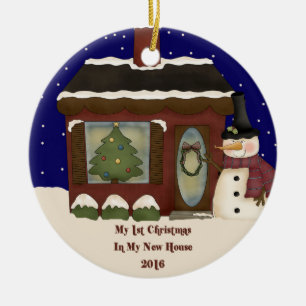 2016 My New Home Christmas Snowman Ceramic Ornament
