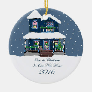 2016 New Home Christmas Snowy Victorian Ceramic Ornament