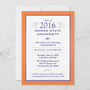 2016 Orange & Blue Formal Graduation Party Invite
