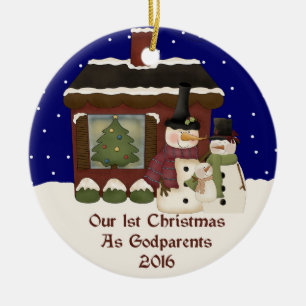 2016 Our 1st Christmas As Godparents Ceramic Ornament
