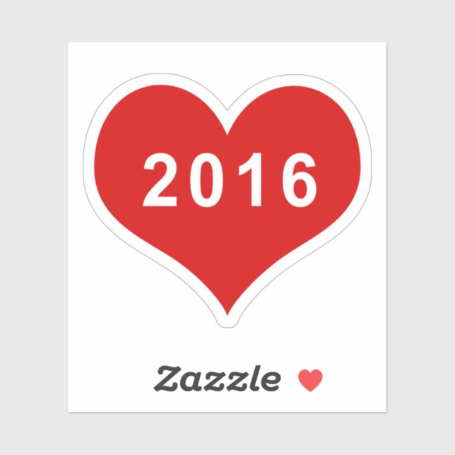 2016 Red Love Heart Vinyl Sticker (Sheet)
