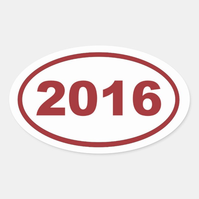 2016 red maroon oval sticker (Front)