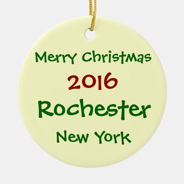 2016 ROCHESTER NEW YORK MERRY CHRISTMAS ORNAMENT (Front)