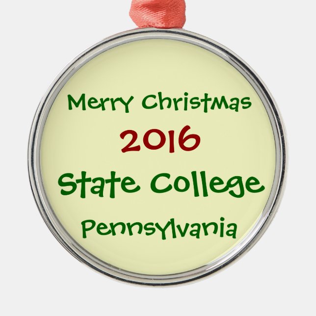 2016 STATE COLLEGE PENNSYLVANIA CHRISTMAS ORNAMENT (Front)