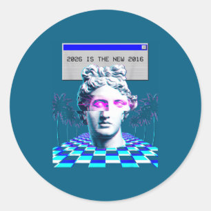 2016 Vaporwave Glitch Statue Aesthetic Classic Round Sticker