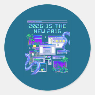 2016 Vaporwave Pixel Computer Aesthetic Classic Round Sticker
