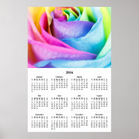 2016 Wall Calendar Rainbow Rose Poster