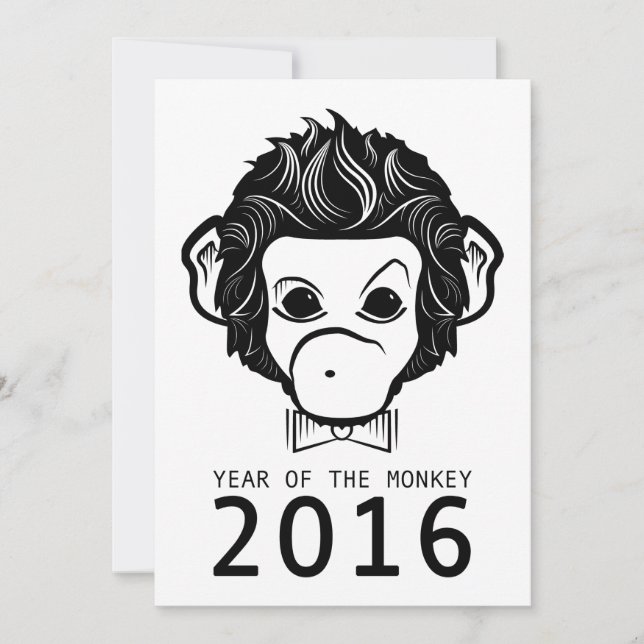 2016 year of the monkey (bowtie) invitation (Front)
