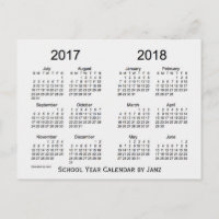 2017-2018 School Year White Smoke Calendar by Janz