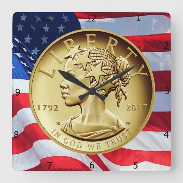 2017 American Liberty  Square Wall Clock (Front)