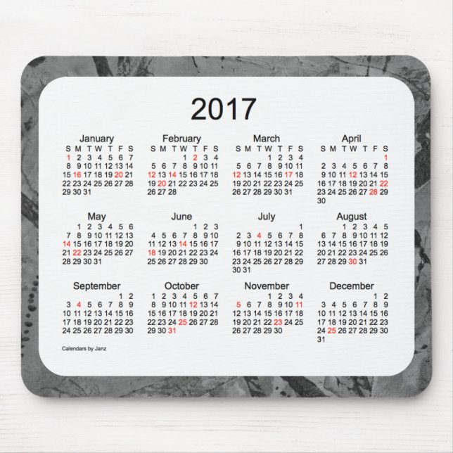 2017 Black Art Holiday Calendar by Janz Mouse Pad (Front)