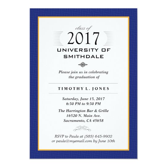 2017 Blue & Gold Formal Graduation Party Invite