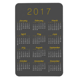 2017 Calendar Magnet - Golden Yellow & Dark Grey
