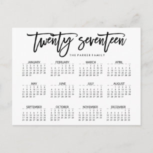 2017 Calendar   Modern Typography Postcard