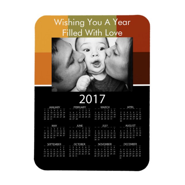 2017 Calendar w/Family Pic Colourful Magnet (Vertical)