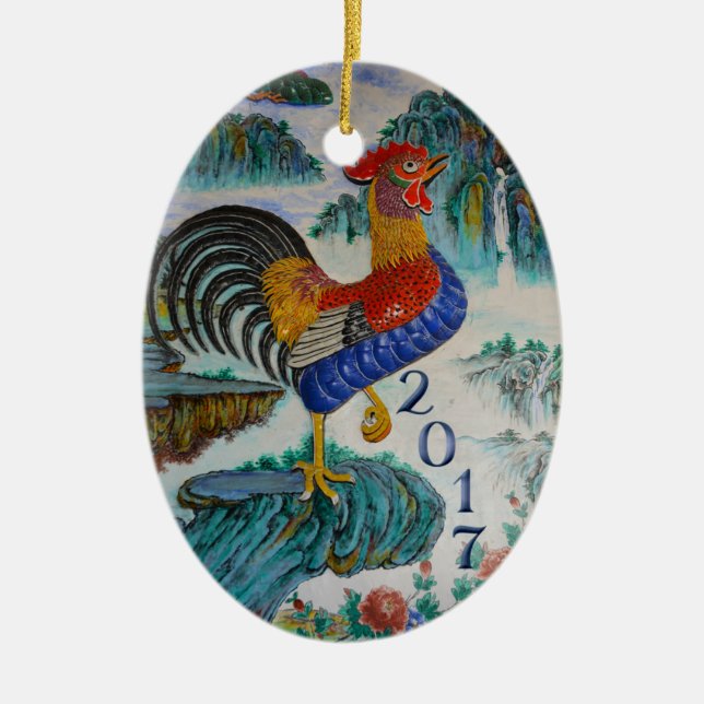 2017 Chinese Year of the Rooster, Optional Photo Ceramic Ornament (Front)
