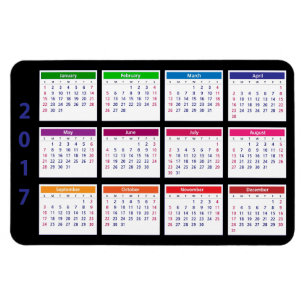 2017 Colour Calendar Customizable Large Horizontal Magnet