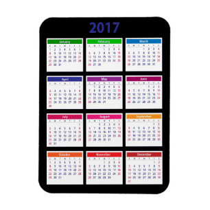 2017 Colour Calendar Customizable Magnet