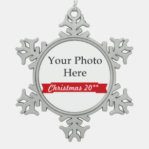 2017 ~ Create Your Own Photo Snowflake Pewter Christmas Ornament