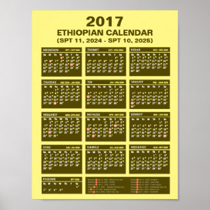 2017 Ethiopian Calendar for year 2024 and 2025  Poster