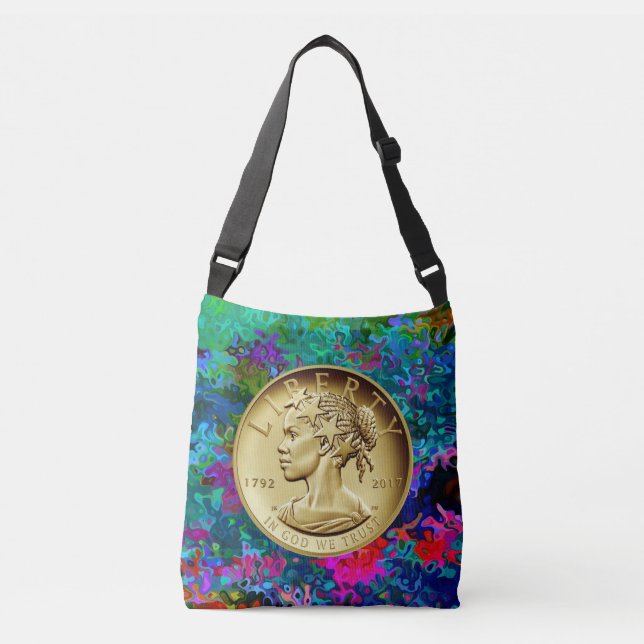 2017 GOLD LADY LIBERTY COIN CROSSBODY BAG (Front)