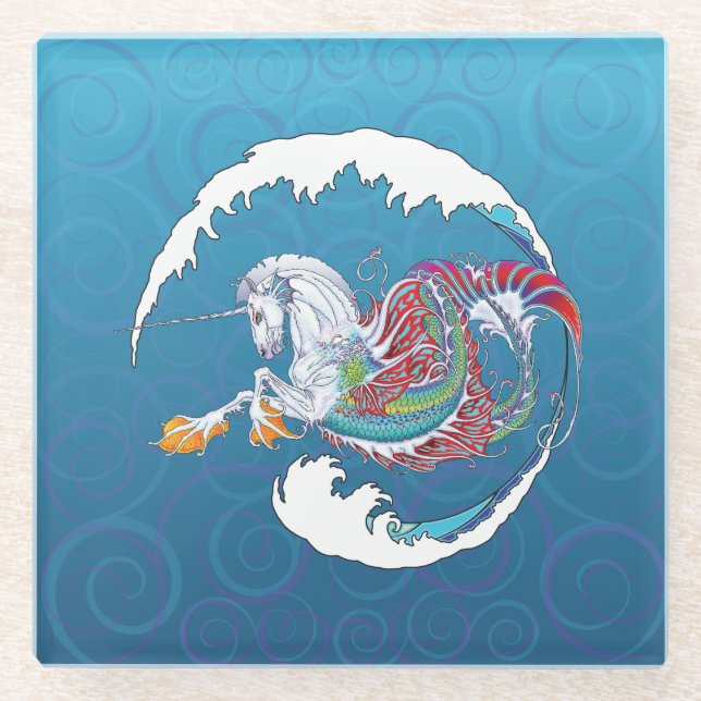 2017 Mink Nest Hippicorn Glass Coaster 4 (Front)