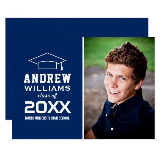 2017 Photo Graduation Party | Navy Blue Card