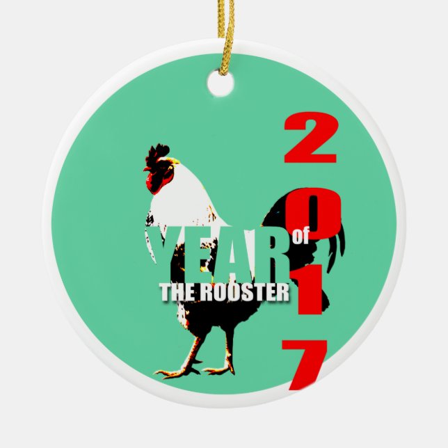 2017 Rooster Year in Green Circle C ornament (Front)