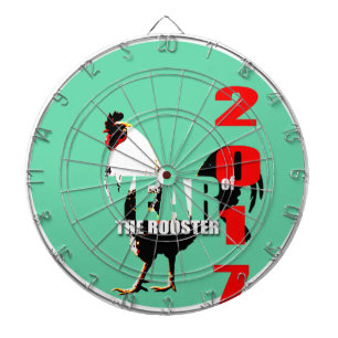 2017 Rooster Year in Green Circle dartboard