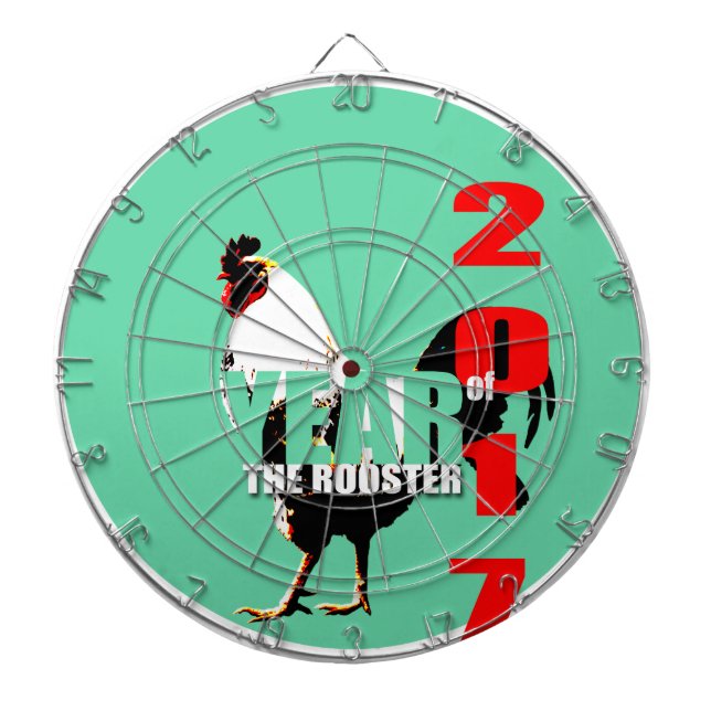 2017 Rooster Year in Green Circle dartboard (Front)