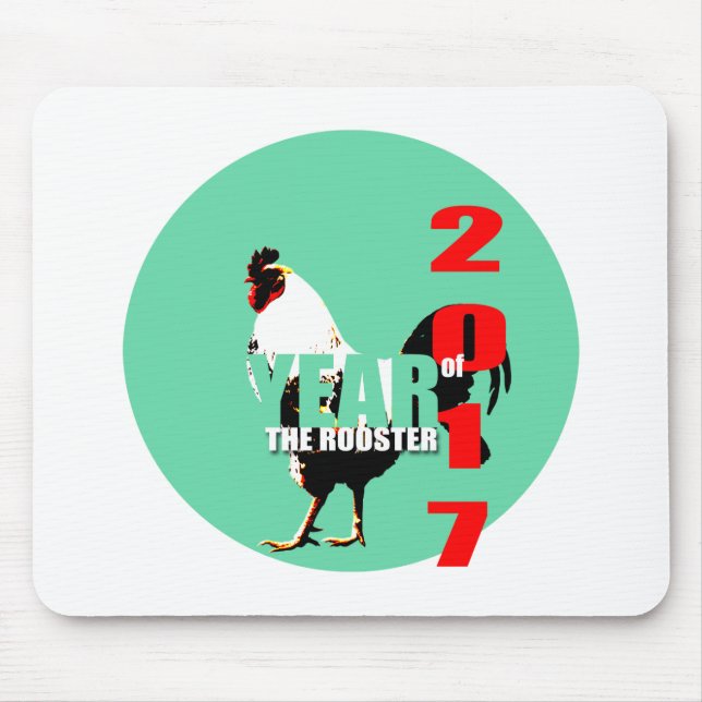 2017 Rooster Year in Green Circle mousepad (Front)