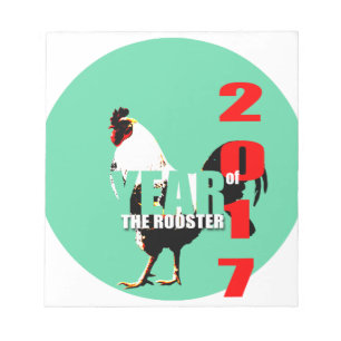 2017 Rooster Year in Green Circle notepad