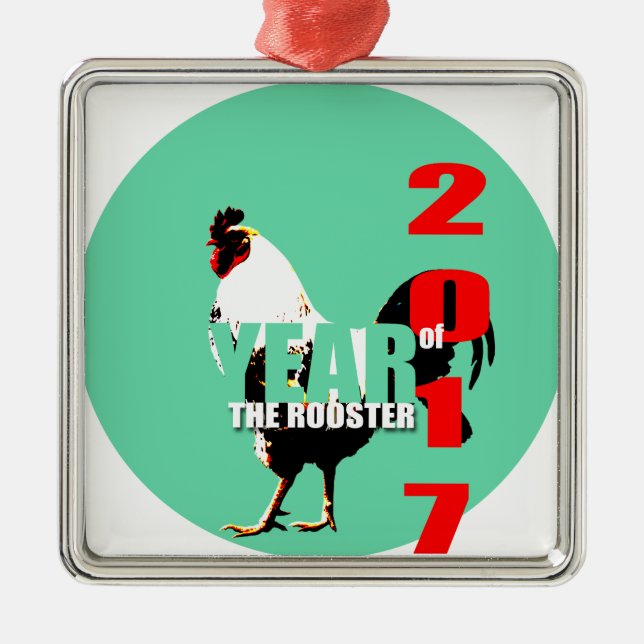 2017 Rooster Year in Green Circle S Ornament (Front)