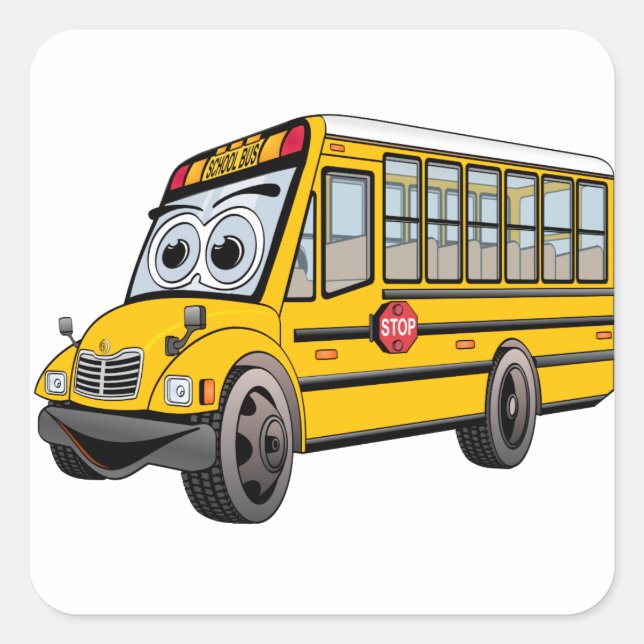 2017 School Bus Cartoon Square Sticker (Front)