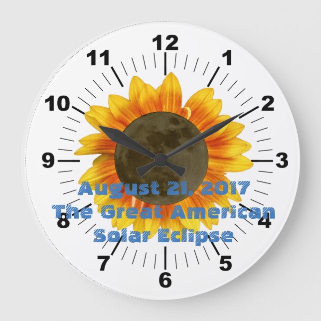 2017 Solar Eclipse, Sunflower Edition Large Clock (Front)