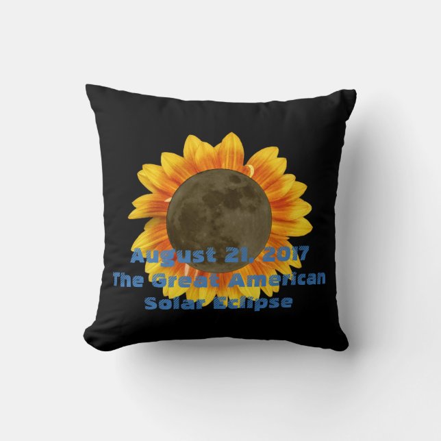 2017 Solar Eclipse, Sunflower Edition Throw Pillow (Front)