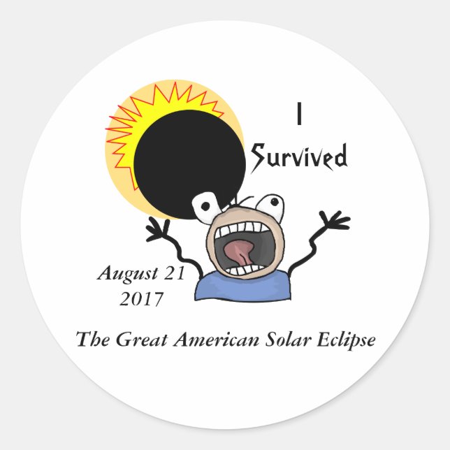 2017 Solar Eclipse Survival Edition Classic Round Sticker (Front)